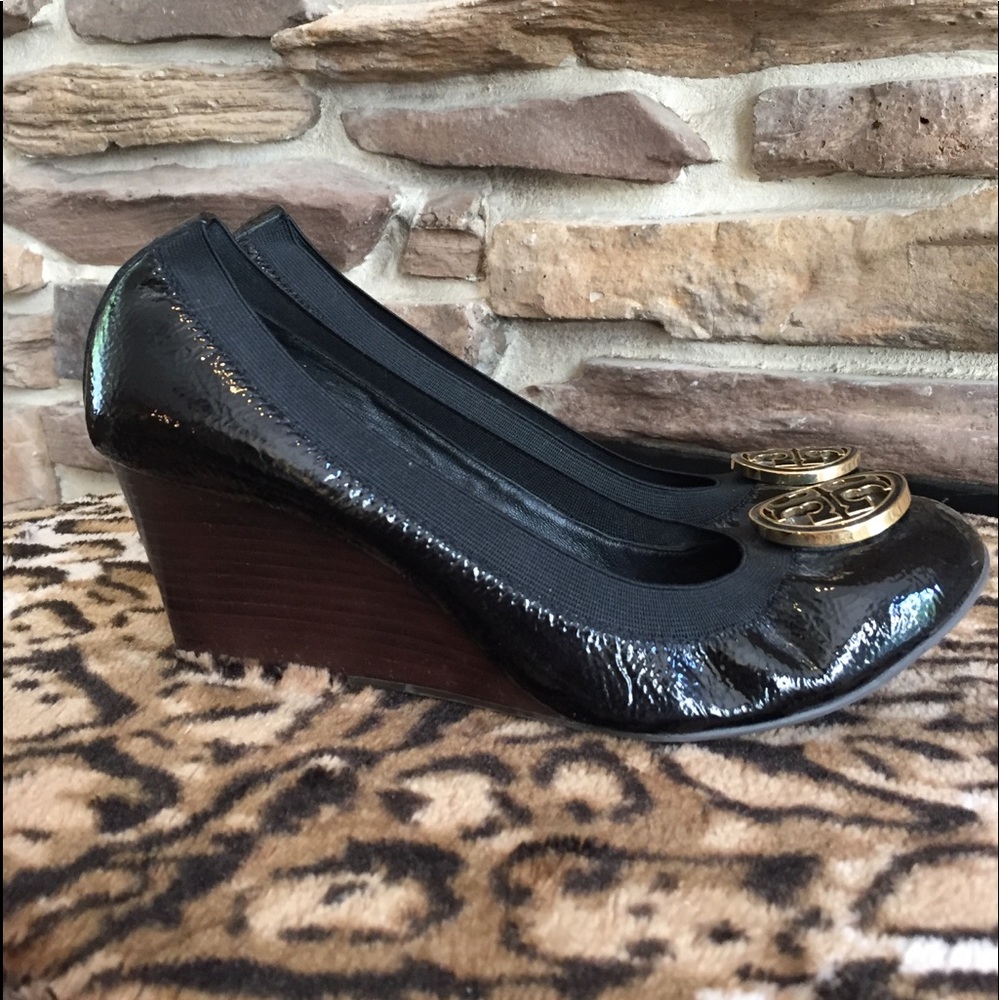 Tory Burch Black Wedge Pumps